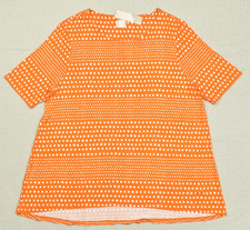 Chico's Size 3 US 16-18 XL Striped Dots Easy Tee Orange Marmalade Short Sleeve picture