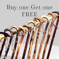 BOGO OFFER- Walking Stick Premium Exotic Wood Unique Vintage Style Cane Handmade picture