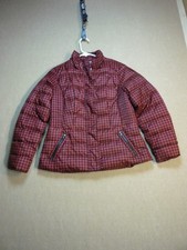 Talbots Petites Women's MP Red Plaid Down Puffer Jacket Quilted Zip picture