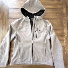 Snozu Performance Womens Softshell Hooded Jacket Gray Fleece Lined Large picture