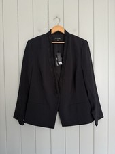 NWT Lane Bryant Blazer 28 Black Tailored Stretch Career One Button Lace Trim NEW picture