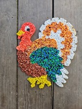 Vintage Plastic Melted Popcorn Turkey 15.5