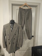 Vintage Gerald Austin Wool Charcoal Grey Men Double Breasted Suit 42R picture