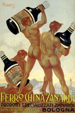 FERRO CHINA ZANARDI ITALY BOLOGNA NUDE MAN TONIC LIQUOR VINTAGE POSTER REPRO picture