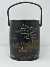 Vintage Baret Ware China Gardens Ice Bucket, Black & Gold Chinoiserie Design picture