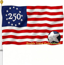 Embroidered USA 250 Anniversary Betsy Ross Flag Double Sided 3X5 Outdoor 2 Ply picture