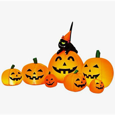 Halloween Inflatable Yard Decoration Pumpkin Patch Jack-O-Lanterns Black Cat picture