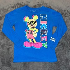 Disney x Neff Mickey Mouse Long Sleeve Tee S Blue Y2K picture