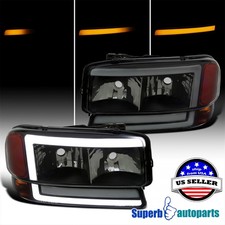 Fit 1999-2006 GMC Sierra Yukon XL Smoke Headlight LED bar Sequential Turn signal picture