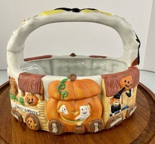 ABC Distributing 1994 “Ghost Express” Halloween Ceramic Basket w/Box & Styrofoam picture
