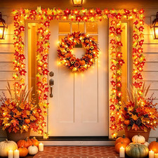 2 Pack Fall Decorations for Home Maple Leaf Lights Total 20ft 40 LED Multicolore picture