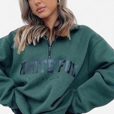 White Fox Boutique Green Quarter Zip Sweatshirt size SM picture