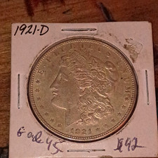 Morgan Silver Dollar 1921-D Denver $1 Silver 0.9 Fineness Business 2x2 KM#110 picture