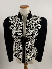 NEIMAN MARCUS Farinae Collection Black Velvet soutache Blazer jacket 6 picture