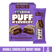 FITCRUNCH Puff n' Crunchy, Double Chocolate Rocky Road, 18g Protein, 4 Count picture