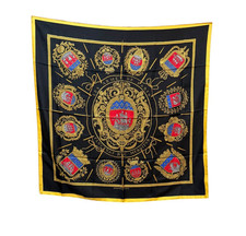 Hermès Les Armes de Paris Silk Scarf Black Gold Red by Hugo Grygkar Vintage picture