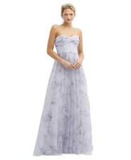 Dessy Lilac Haze Garden Floral Print Strapless Tulle Gown 14 $298 3129FP picture