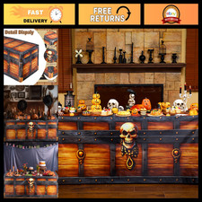 6ft Halloween Skull Table Covers - Pirate Decor, Fitted Tablecloth for Parties picture