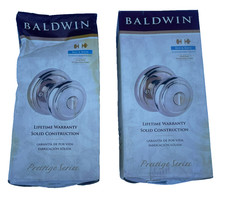 Baldwin Prestige Series Alcott knob Polished Brass Bed & Bath Lockset (Lot of 2) picture