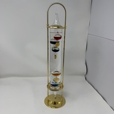 Vintage Galileo Atchimedes Bubble Thermometer With Brass Tiered Stand 16.5”  picture