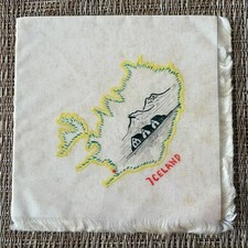 Vintage Antique 194O's hand painted silk Hankie ICELAND handkerchief picture