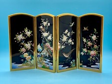 Vintage Japanese Ando Inaba Cloisonne Table Screen – Birds & Flowers – Beautiful picture