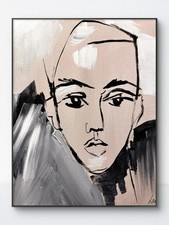SAMATOWIC Original 11x14 Modern Minimalist Portrait Face Painting Signed Canvas picture