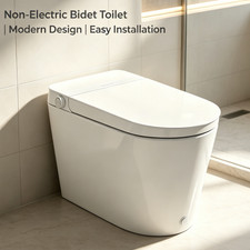 HOROW Non-Electric Bidet Toilet Tankless One-Piece Toilet Battery Auto Flush picture