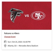 2  Atlanta Falcons vs San Francisco 49ers Tickets Lower Aisle Mercedes Benz NFL picture