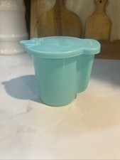 Vintage Aqua Blue Tupperware Creamer Milk Pitcher Flip Lid 3.75” 574-12 picture