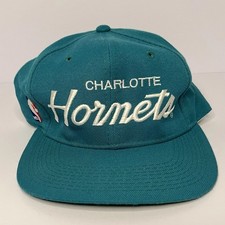 Vintage Charlotte Hornets SnapBack Hat Teal White Script NBA Sports Specialties picture
