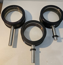 Lot of 3 Large Mounted Optical Lenses w/ Adjustable Holders - Laboratory Optics picture
