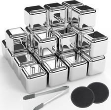 24-Pack Reusable Metal Ice Cubes, Stainless Steel Whiskey Stones for Drinks picture