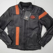 Harley-Davidson Men's Black Hwy-100 Design Biker Jacket Genuine Cowhide picture
