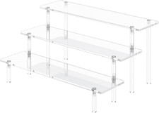 3 Tier Acrylic Display Risers, Large Perfume Organizer Stand, Clear picture