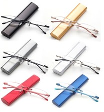 Classic Rimless Compact Reading Glasses Readers Travel Slim Design with Case picture