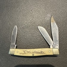Nice Schrade Old Timer 8OTYE Scrimshaw Large Stockman Pocket Knife picture