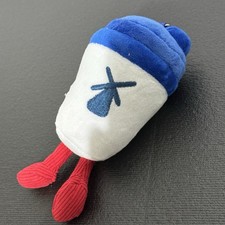 Mini Dutch Bros Coffee Keychain, Plush, Doll, Blue White Red, Under 6 Inches picture