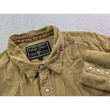 True Grit Mens Tan Corduroy Western Snap Button Down Shirt Large RN93291 picture