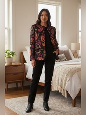 Carlisle Multicolor Paisley Blazer Buttoned Colorful Silk & Wool Blend 4 picture