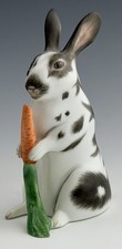 🦋 MINT HEREND Guild Bunny Rabbit W/ Carrot Natural Figurine picture