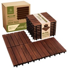 Premium Acacia Wood Interlocking Deck Tiles, 12