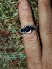 BOGO NWT. SIZE 8. Sapphire Silver And Diamonique Ring picture