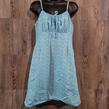 Xhilaration Babydoll Mini Slip Dress Sz M Blue Floral Spaghetti Strap Y2K Fairy picture