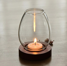 1pc Transparent Glass Candle Holder–Retro Tealight Oil Lamp Style for Home Décor picture
