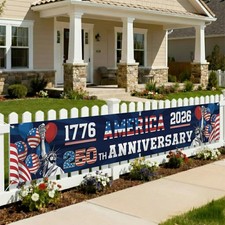 250 Year Anniversary USA Banner Flag 2x10 Ft, 4th of July Decorations 1776-2026 picture