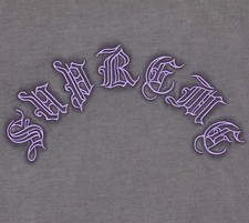 Supreme Old English Short-Sleeve Cotton T-Shirt Dark Grey XL Embroidered picture