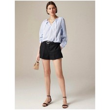 J. Crew Women’s Sz 12 Black Linen Blend Shorts Harbor Pleated Front picture
