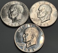 1973 P D S - Clad Proof and P & D Uncirculated Eisenhower Ike Dollar 3 Coin S11 picture