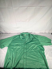 Haband Men's Green Solid Short Sleeve Button-Up Point Collar Pockets XL picture